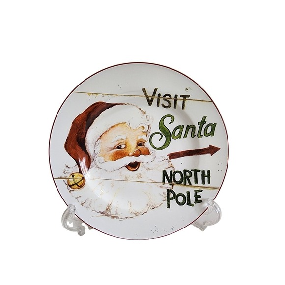 Sakura Other - Sakura SIGNS OF CHRISTMAS Santa Salad Dessert Plate David Carter Brown 8.25"